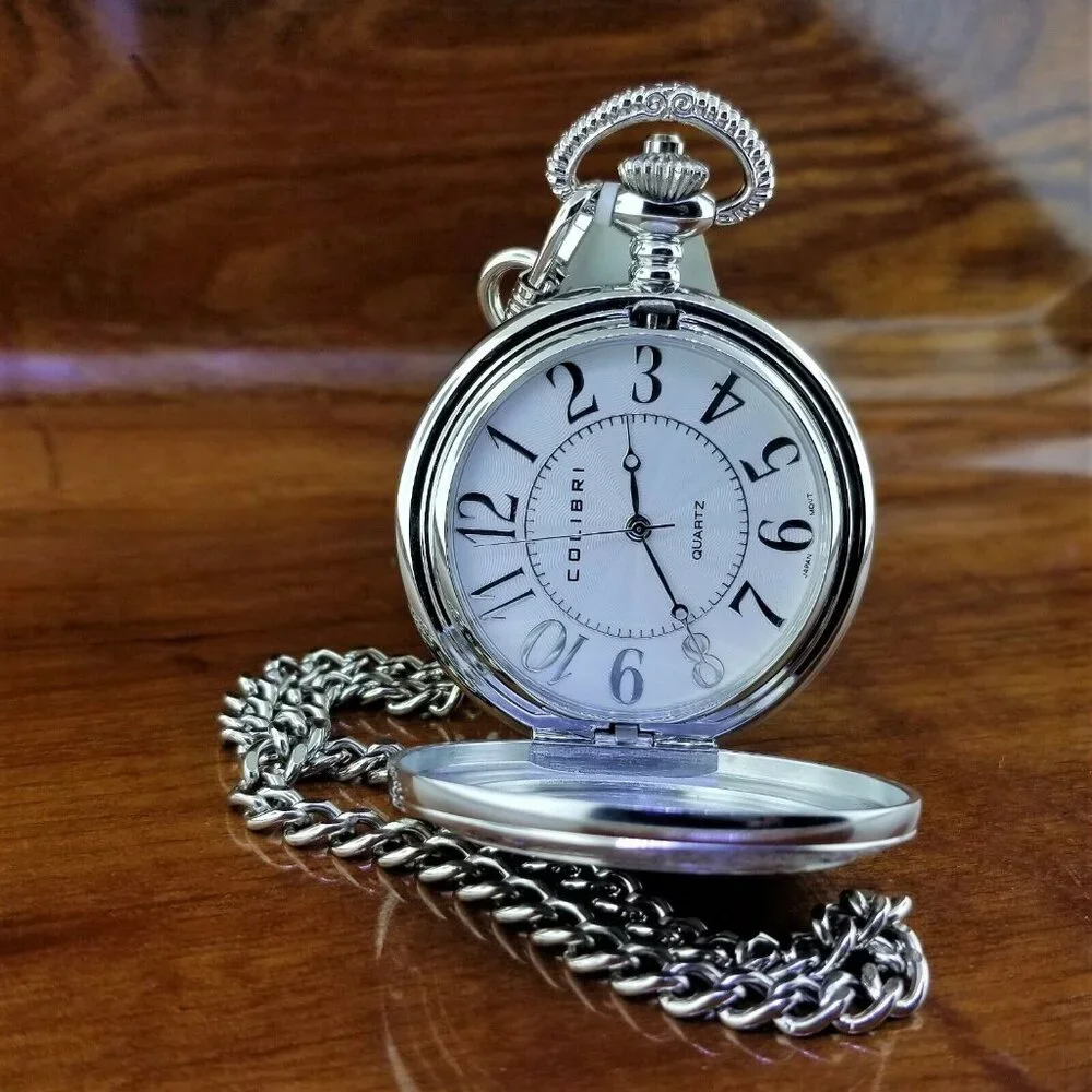 New Old Stock COLIBRI Silver Easy Read Pocket Watch
